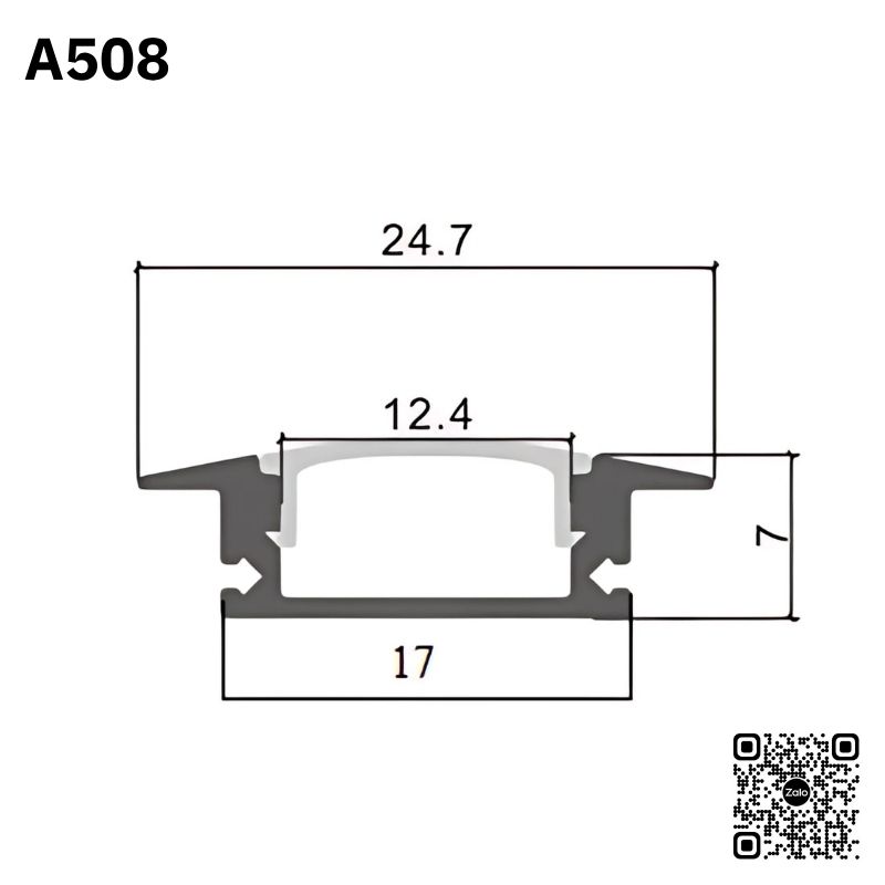 Thanh Nhôm LED Lắp Âm Loại Dày - Dài 2m | A508